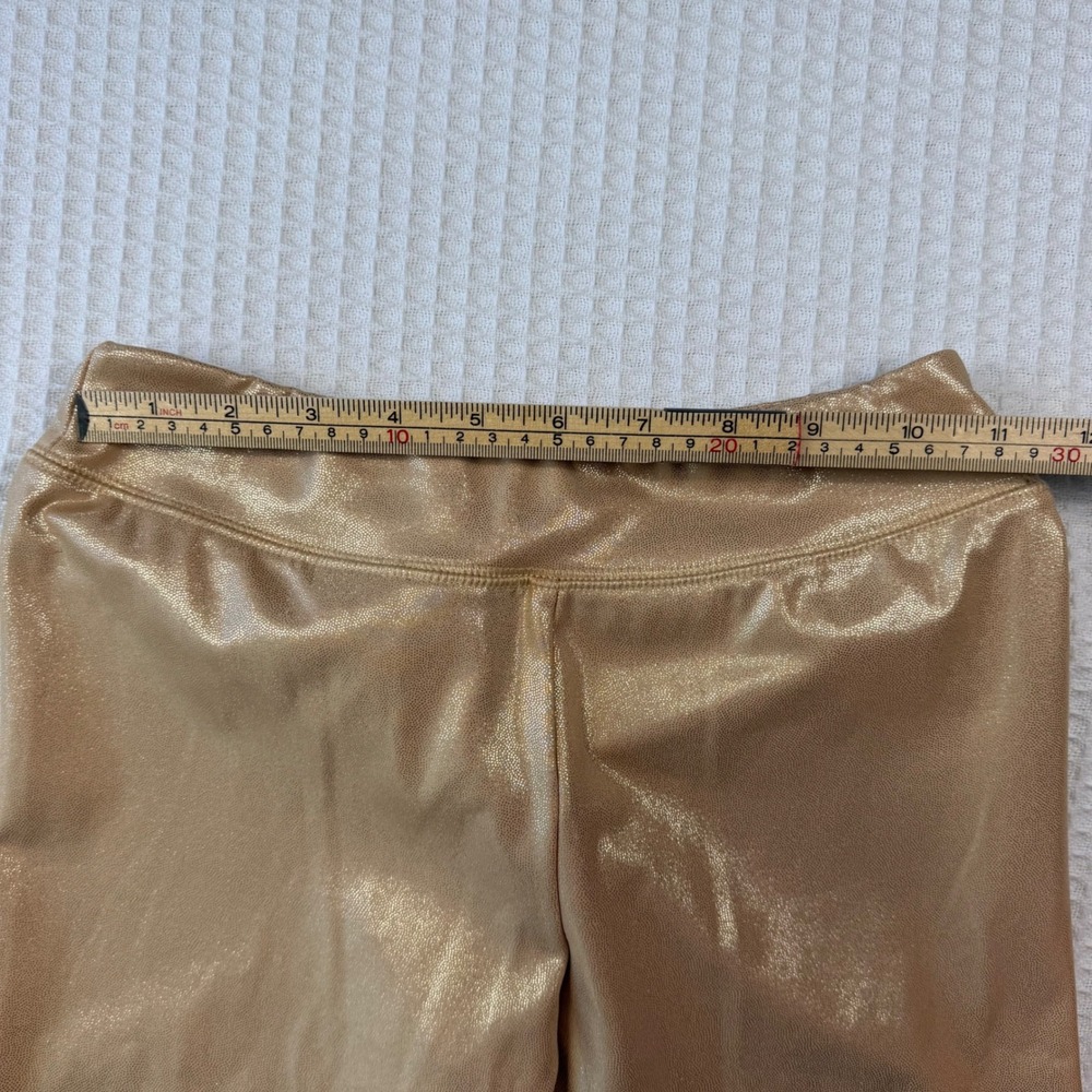 Cat & Jack Girls Gold Metallic Shimmer Leggings Size L 10/12 Shiny Stretch Pants - Picture 4 of 5